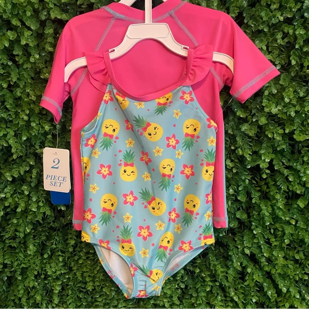 Dreamwave Swim Toddler 2pc Pineapple Swim Set 3T New